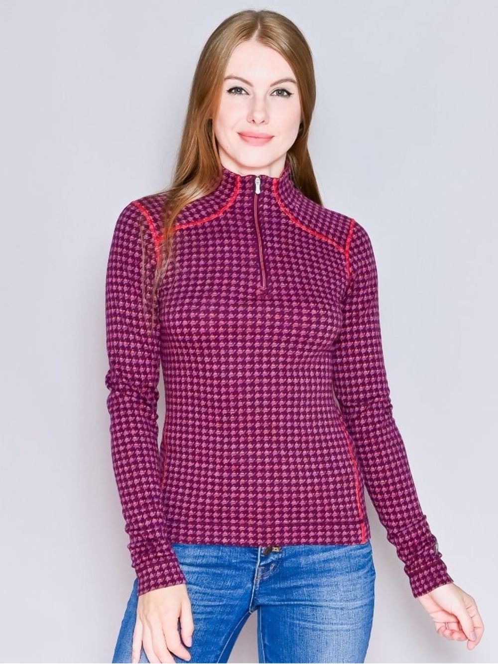 Smartwool Houndstooth Merino 250 Base Layer 1/4 Zip Top M